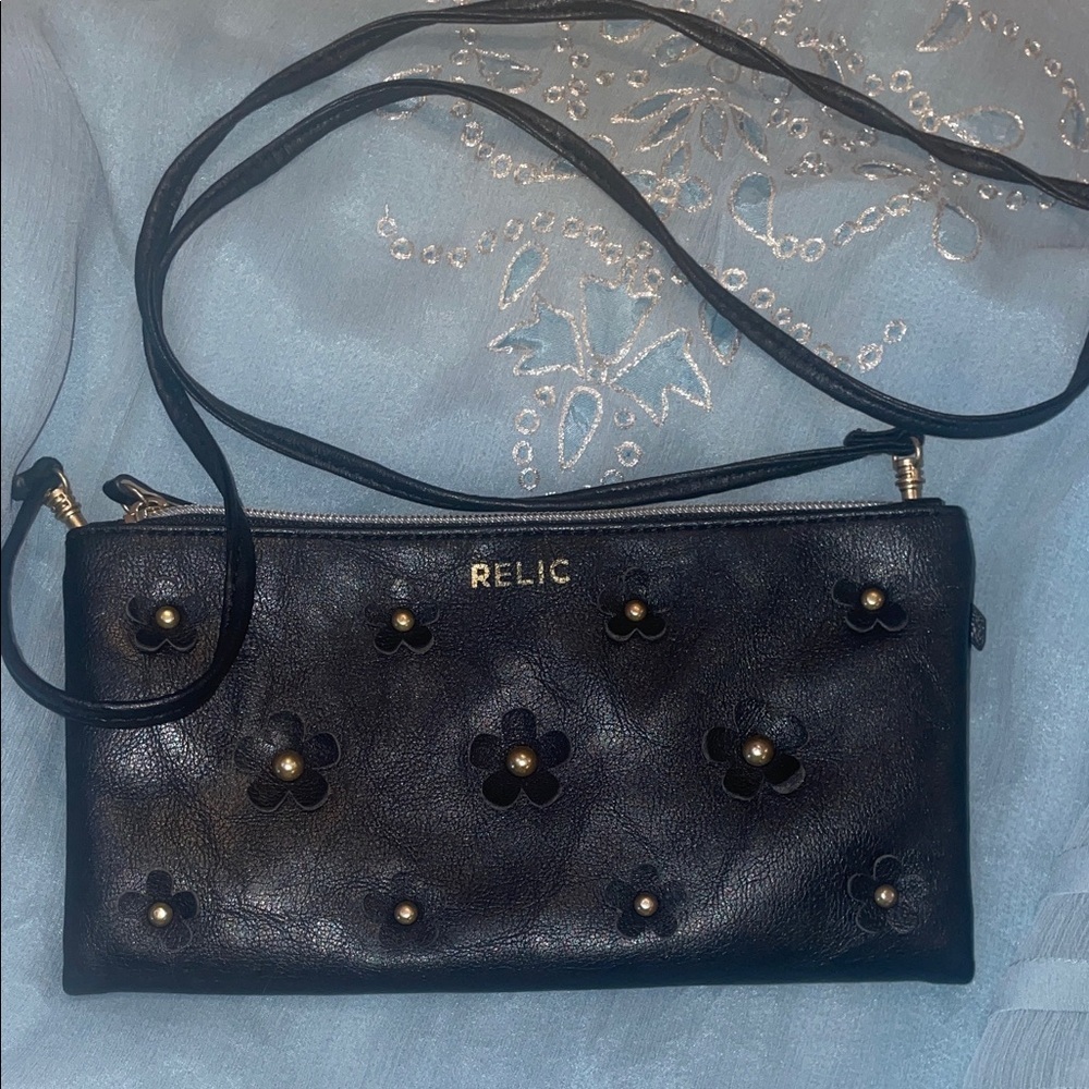 Relic Black Floral Clutch with Gold Accents - Picture 1 of 8